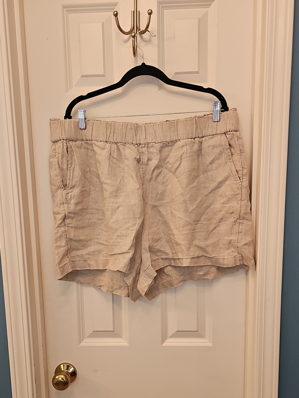 J. Crew Beige Linen-Blend Elastic Waist Shorts
